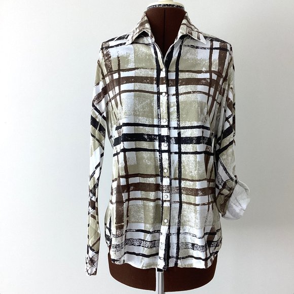 David Cline Button Front Plaid Shirt - Picture 1 of 7